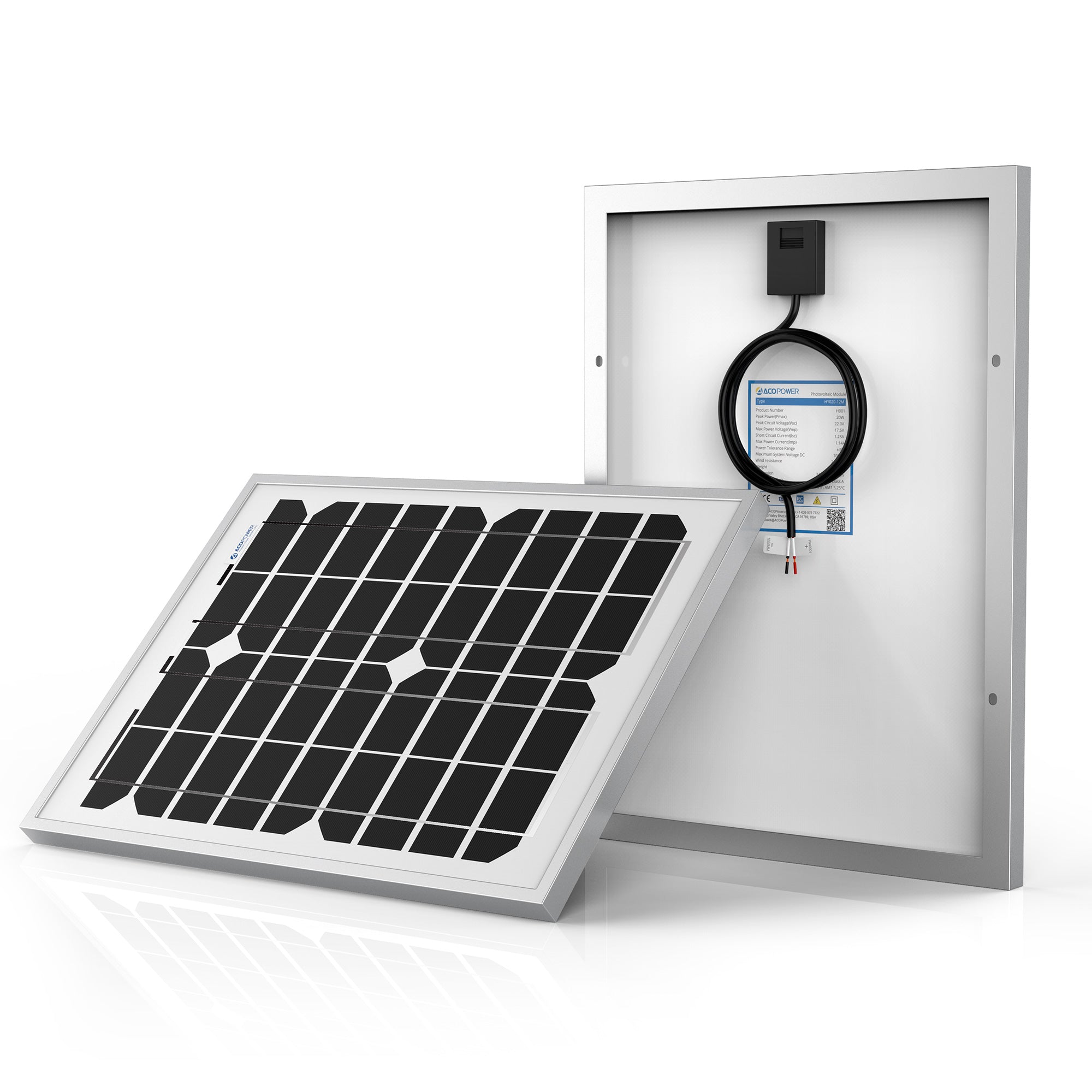 20 Watt 12 Volt Monocrystalline Solar Panel